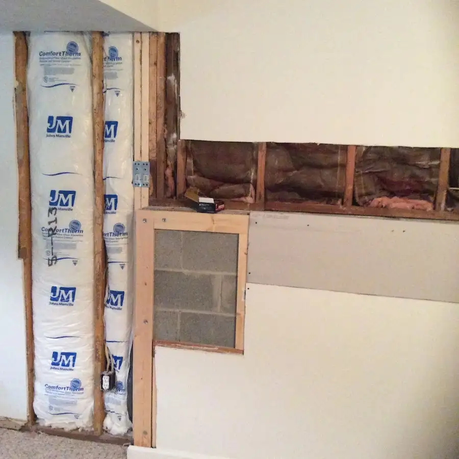Wall insulation replacement during Basement Flood Cleanup in Gilford